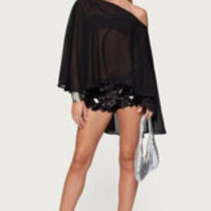 Sheer Chiffon Asymmetric Poncho